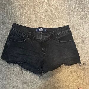 Hollister Black Jean Shorts Distressed Cut-Off Style